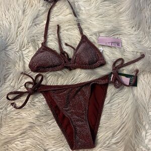 Glittery Maroon Bikini Set